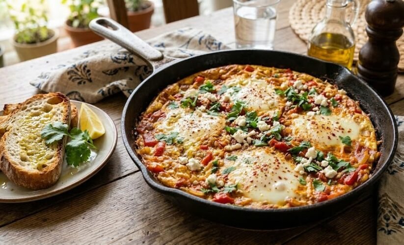 frittata slice with vegetables
