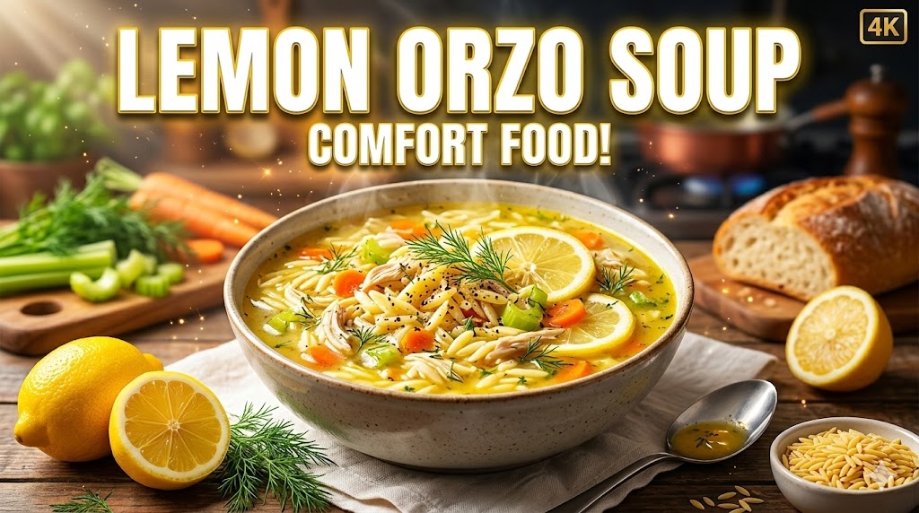lemon orzo soup bowl