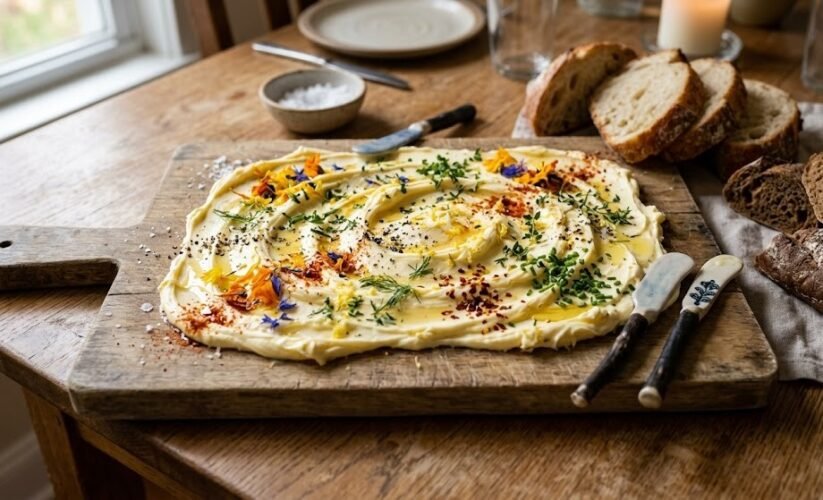 butter board with herbs