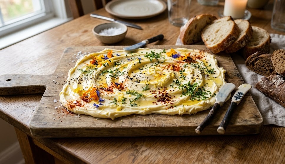 butter board with herbs