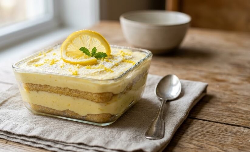 lemon tiramisu layered dessert
