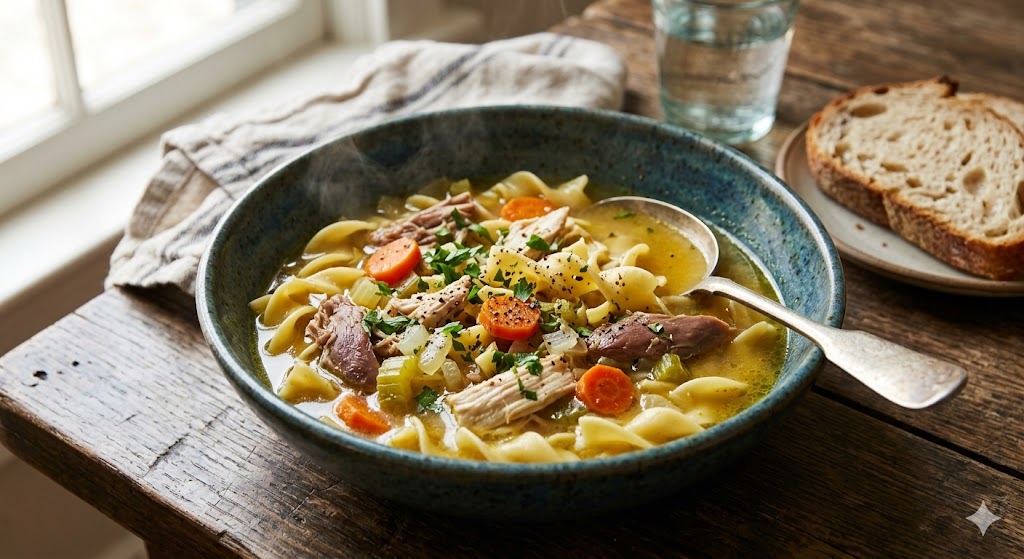 chicken noodle soup bowl