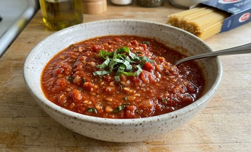 homemade spaghetti sauce pan