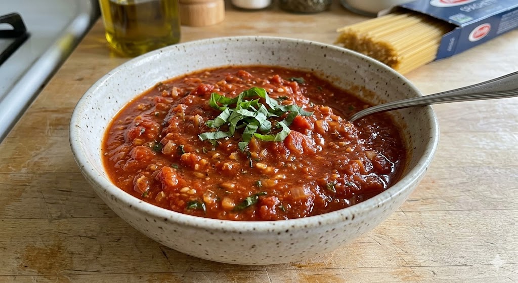 homemade spaghetti sauce pan