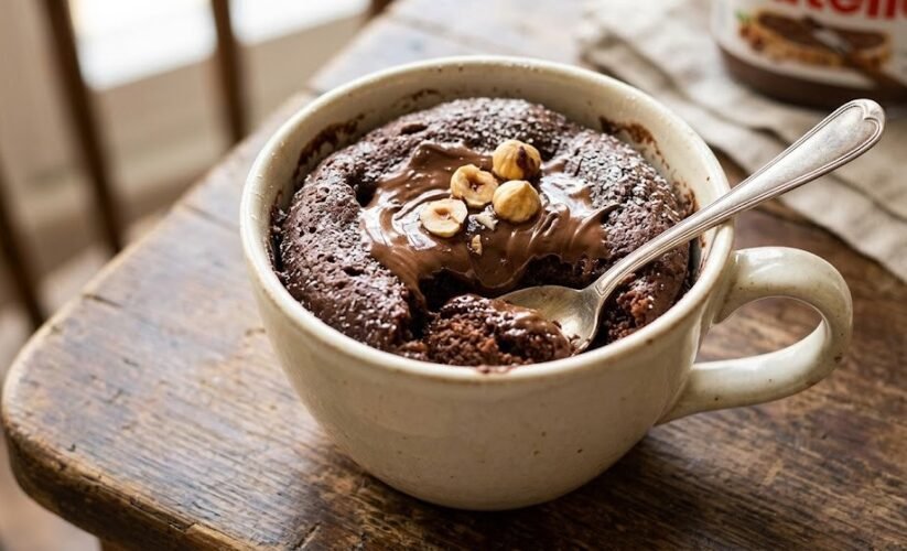 nutella chocolate mug cake for one