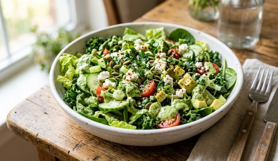 green goddess salad bowl,