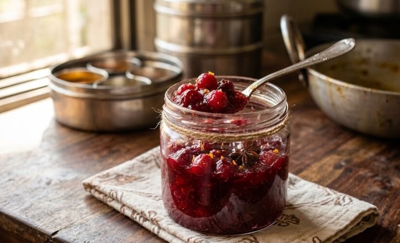 homemade cranberry sauce bowl