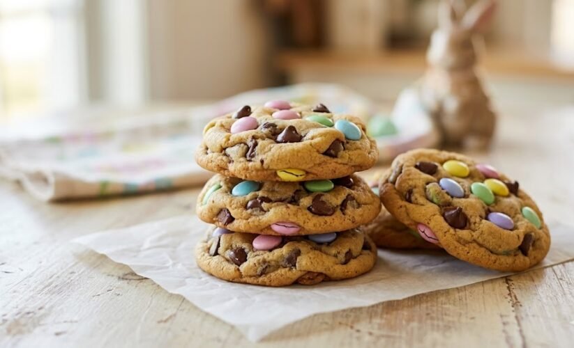 easter chocolate chip cookies with candies