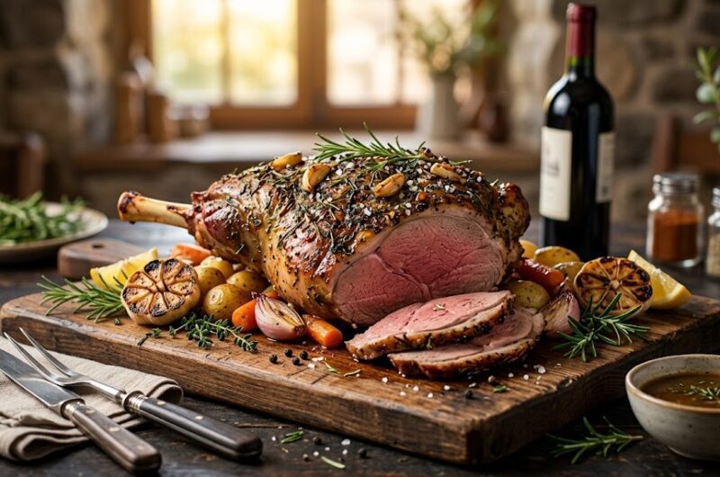 Garlic Butter Roasted Lamb with Herbs