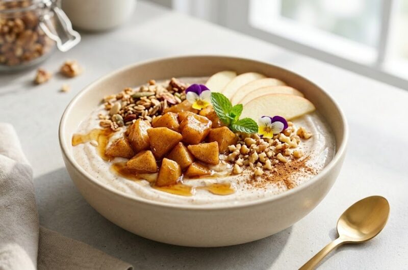 High Protein Apple Pie Yogurt Bowl (Vegan)