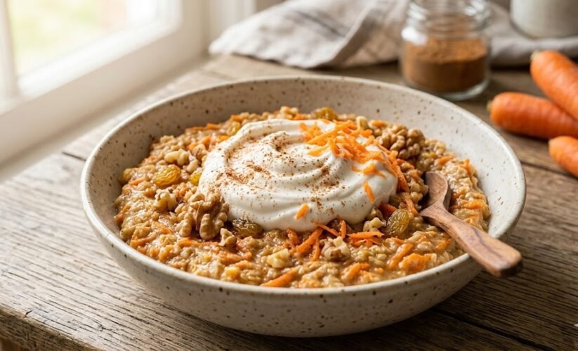 carrot cake oatmeal breakfast bowl warm spices