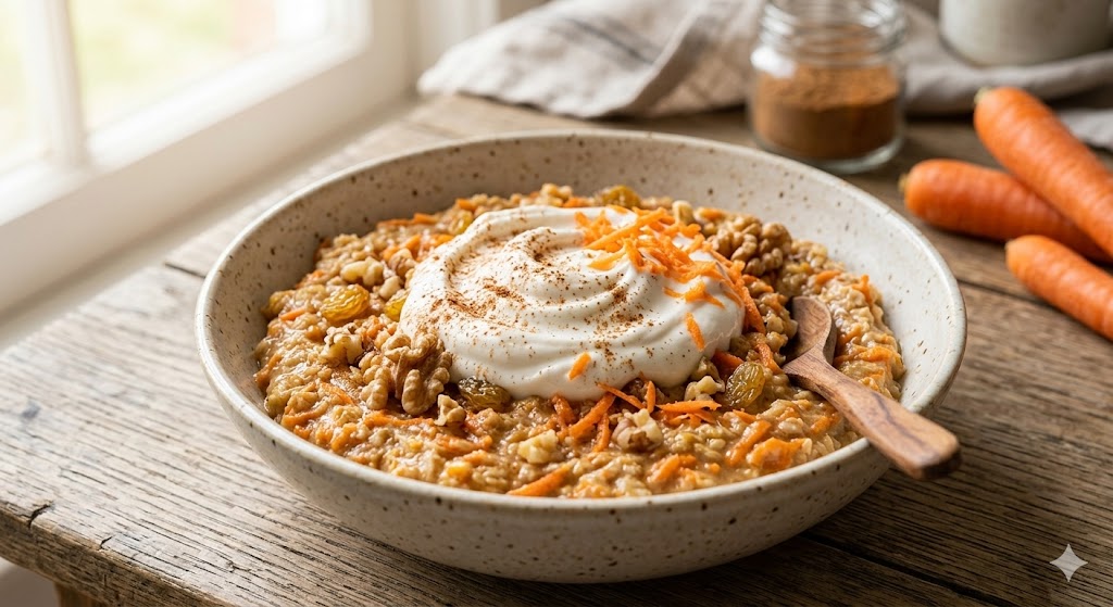 carrot cake oatmeal breakfast bowl warm spices