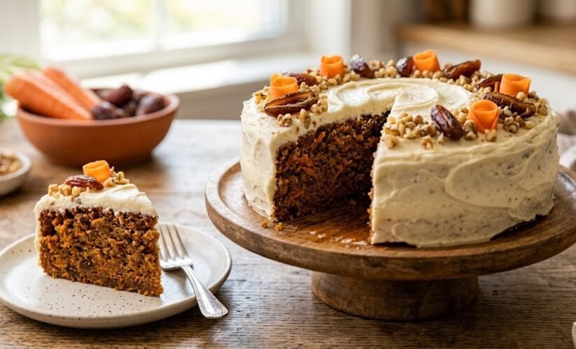 carrot date cake slice moist texture
