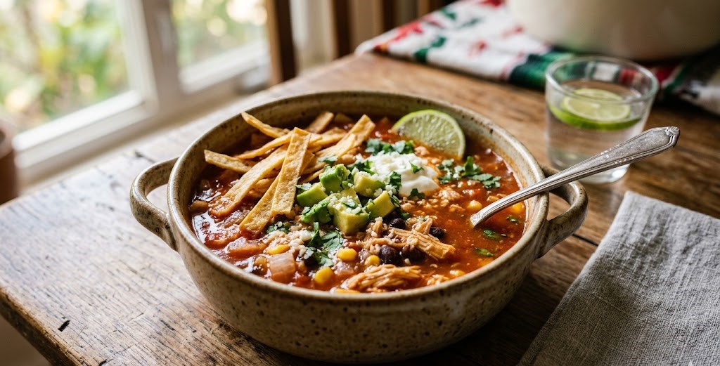 chicken tortilla soup with avocado