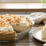 old fashioned coconut cream pie slice close up