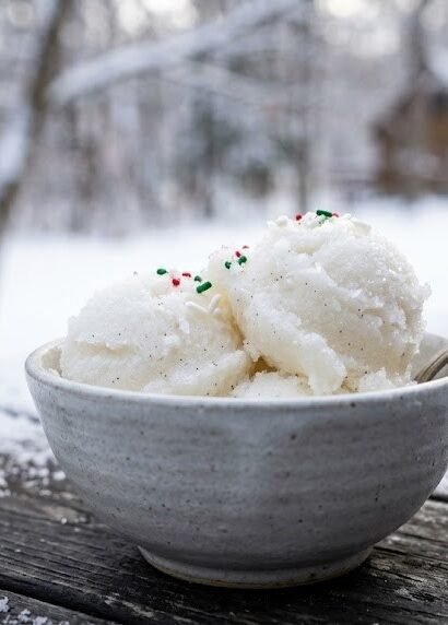 homemade snow ice cream dessert