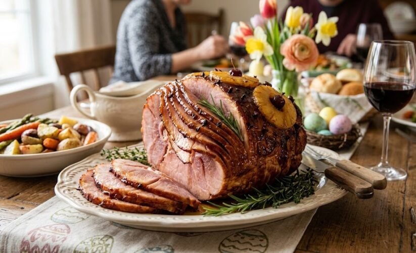 glazed easter ham baked with pineapple