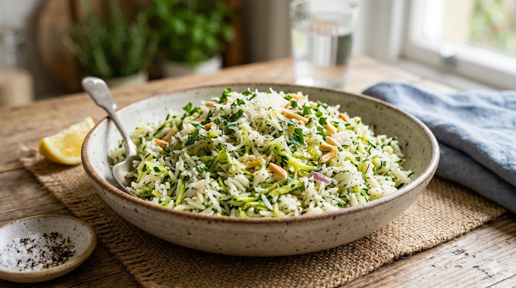 zucchini rice with melted cheese