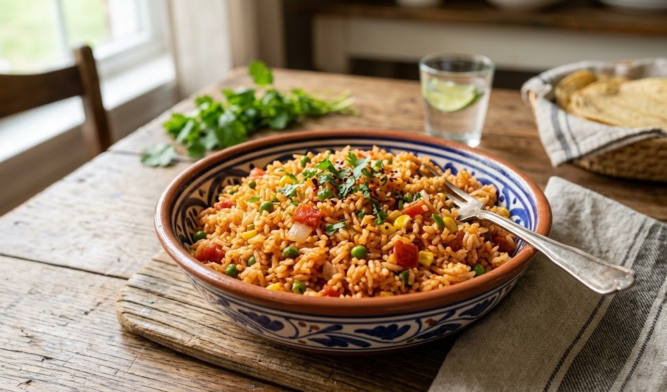 homemade spanish rice recipe plate