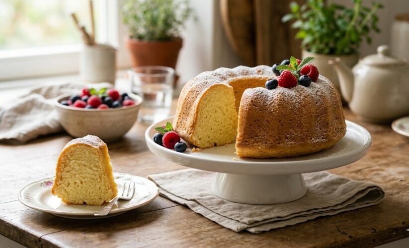 fluffy japanese yogurt cake slice airy texture