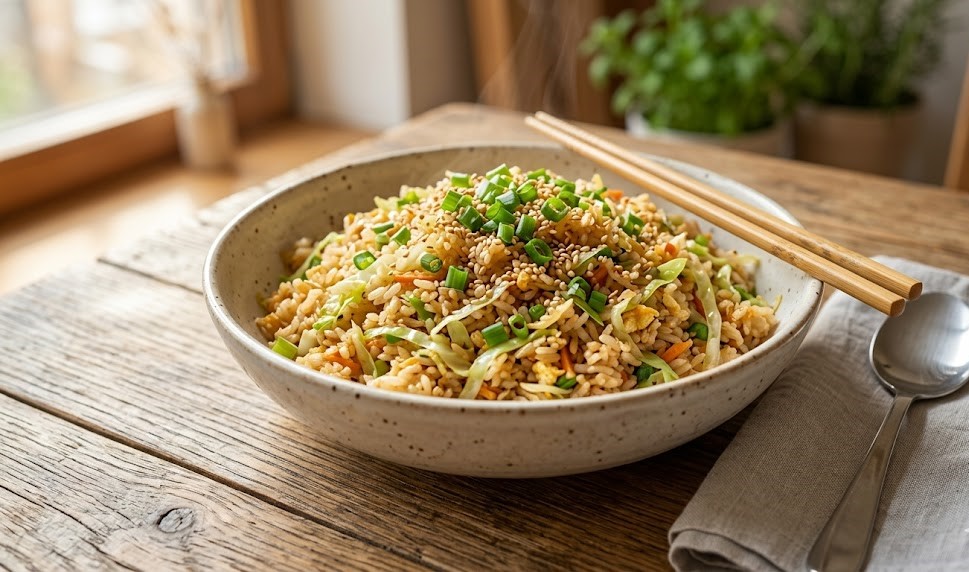 vegetable fried rice with cabbage