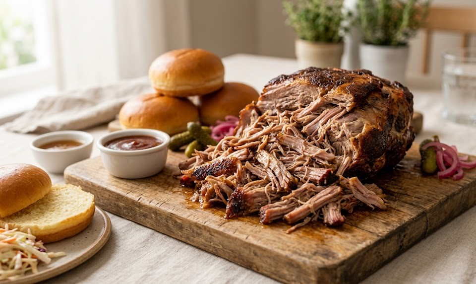oven roasted pork shoulder sliced