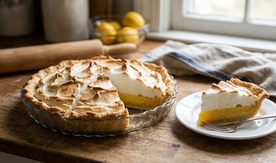 grandmas lemon meringue pie close up
