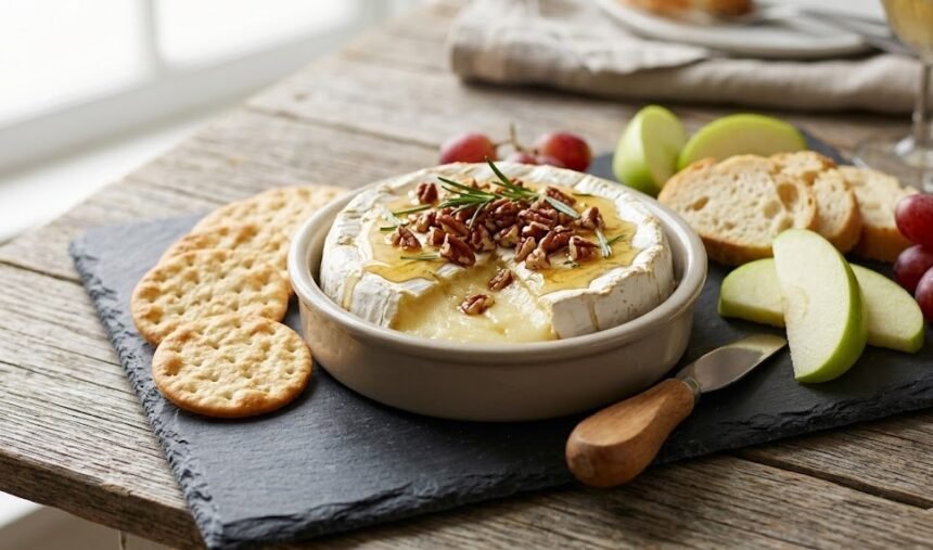 baked brie with nuts plate