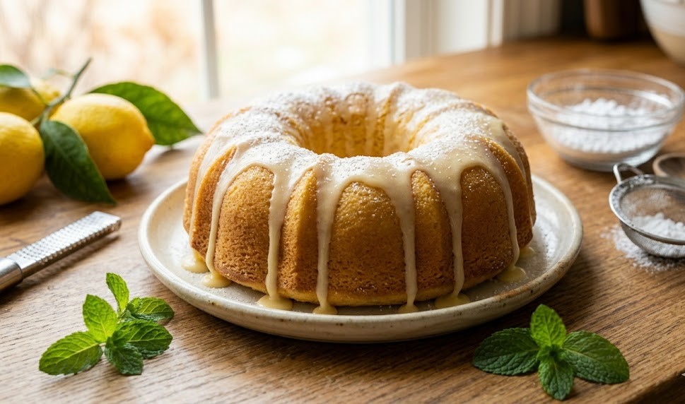 homemade lemon cake slice