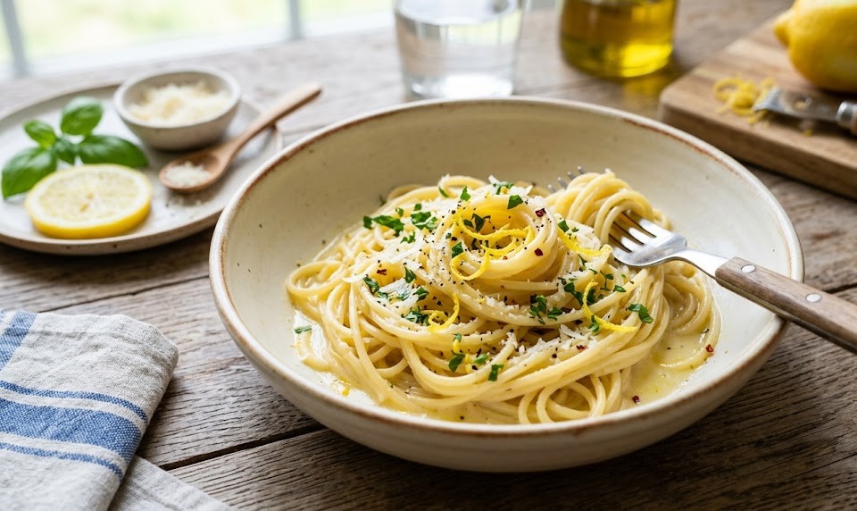 lemon pasta close up