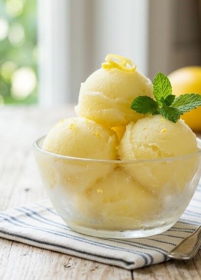homemade lemon sorbet bowl